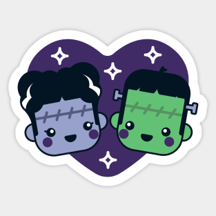 Kawaii Frankenstein's Monster and Bride of Frankenstein Sticker